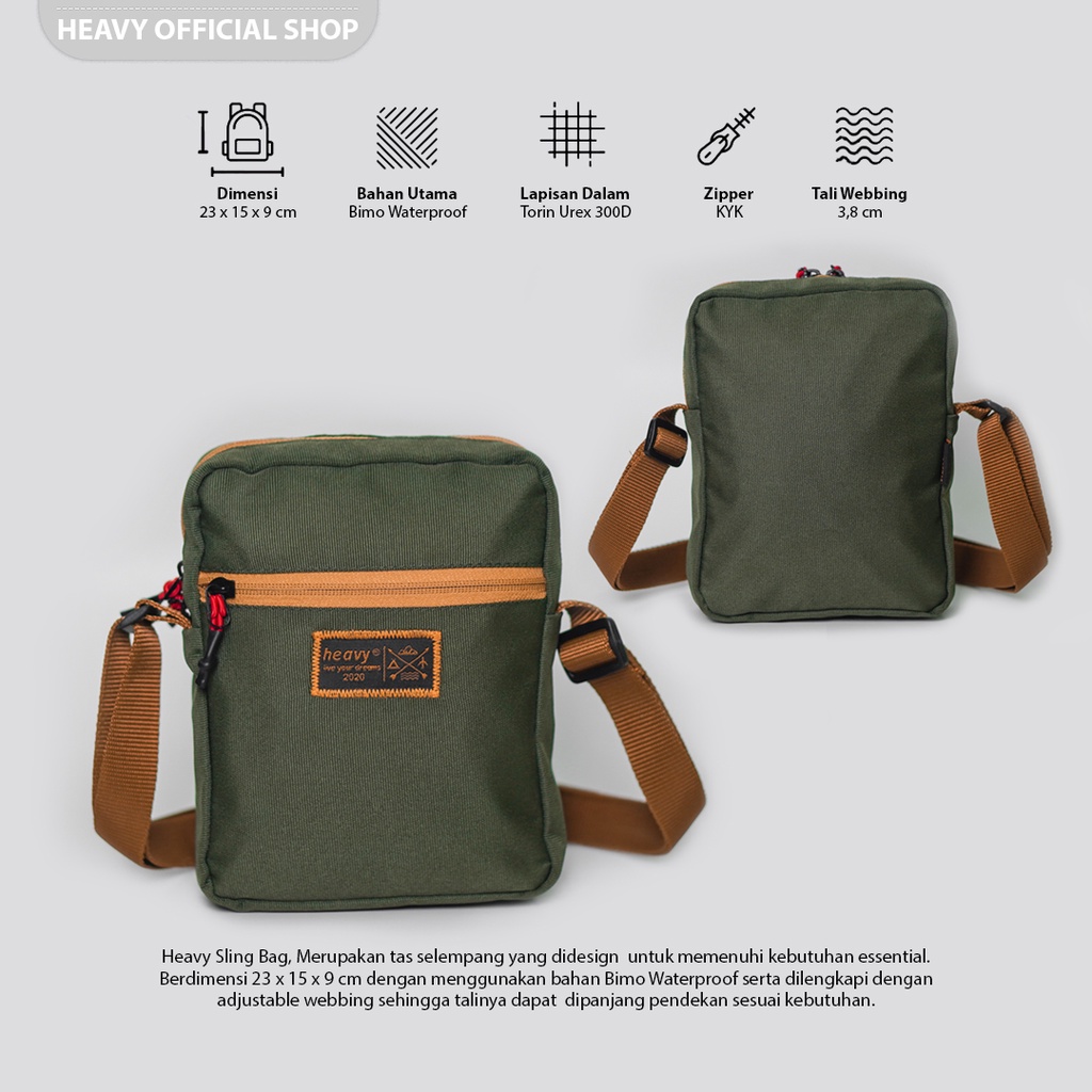 Tas Slingbag Pria Casual Heavy Premium . Tas Selempang Heavy . Tas Selempang Pria