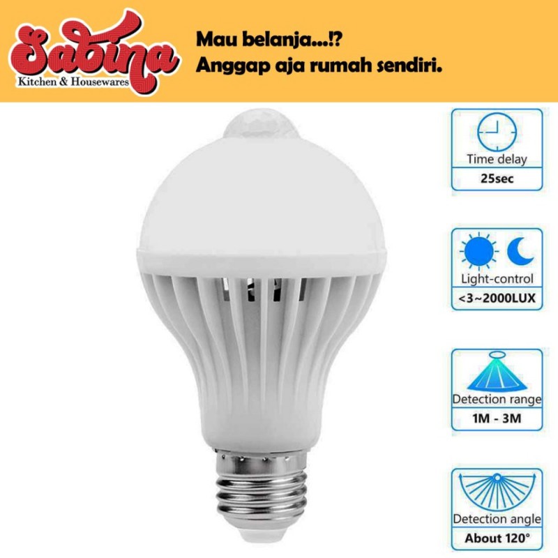 Bola Lampu Bohlam LED Smart E27 9Watt with PIR Sensor Gerak