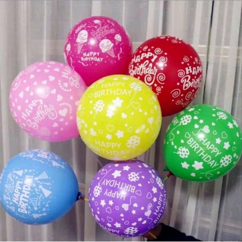 balon latex motif happy birthday 12inc / balon pesta ulang tahun / balon tiup / mainan anak murah