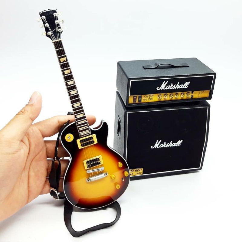 Miniatur Gitar Lespaul slash GNR dan Sound Marshall JCM 800