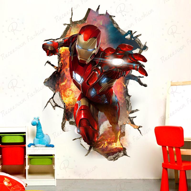  Stiker  Dinding  Desain Marvel Avengers 3D Iron  Man  untuk 