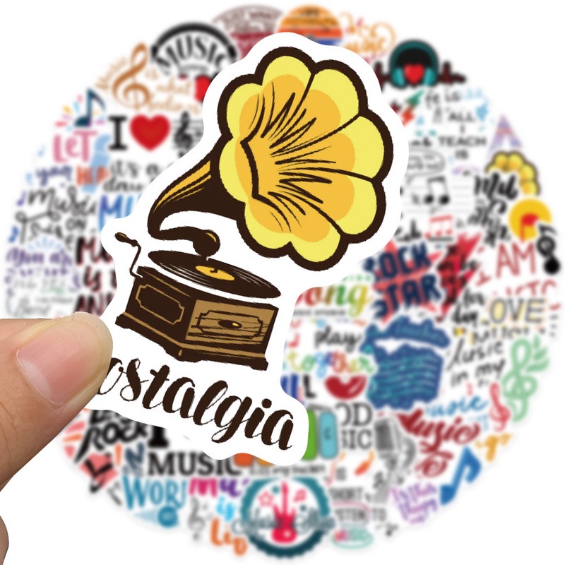 50 Pcs / set Stiker Decal Motif Seri Musik Inspirasional Tahan Air Untuk Dekorasi Kulkas Skateboard Laptop