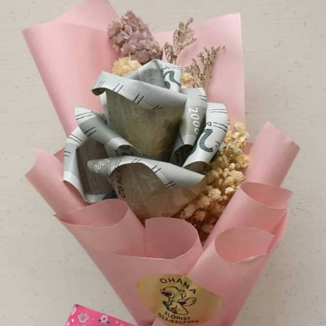 Buket uang bunga kering ultah motherday ulangtahun