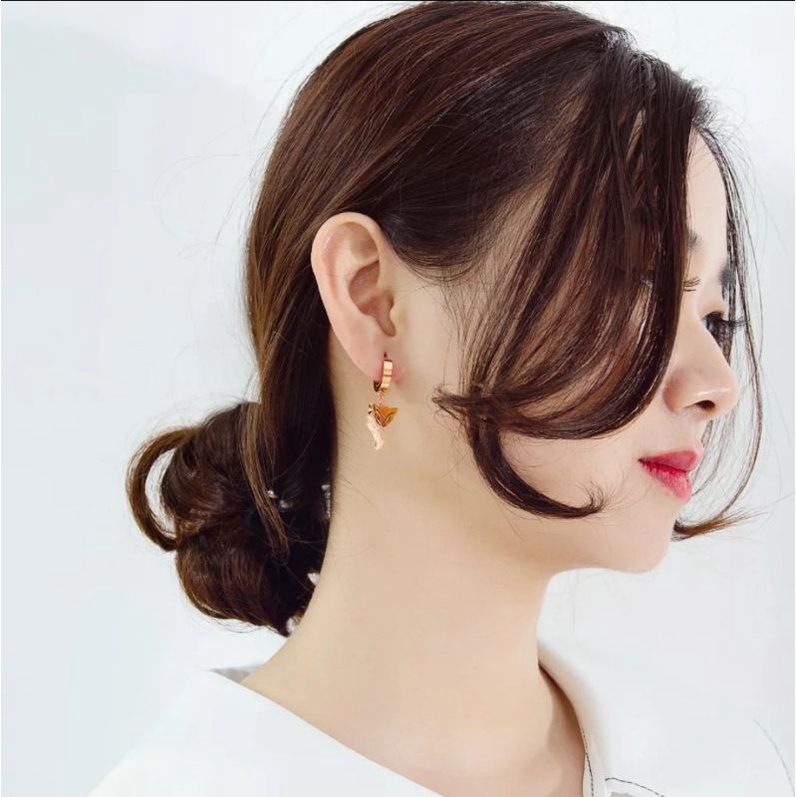 Anting Jepit Titanium Fox ( Rubah ) Tersedia Warna Rosegold, Gold dan silver