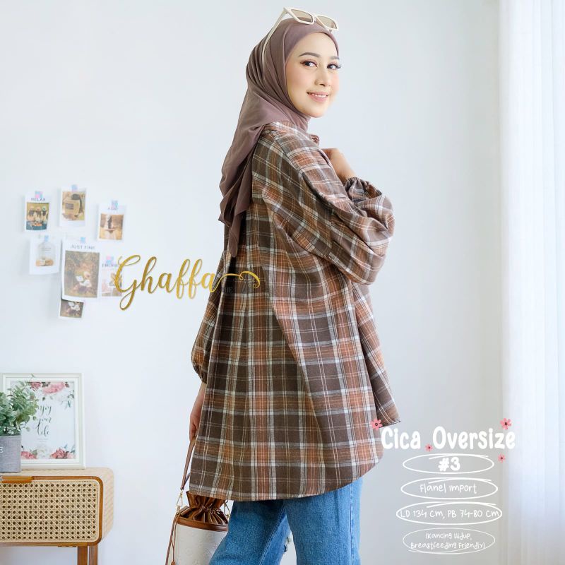 CICA OVERSIZE #1 #2 #3 #4 #5 BY GHAFFA THE LABEL / BLOUSE WANITA MUSLIMAH / Flanel kotak-kotak jumbo terbaik