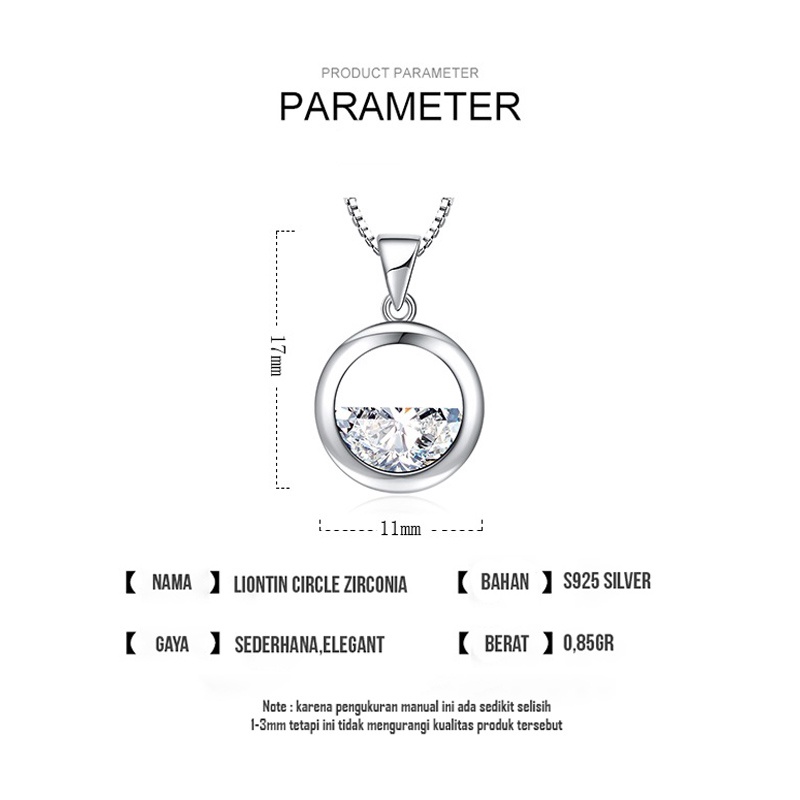 TT-LW9 Tino-Tino Liontin Wanita Perhiasan Titanium Silver S925 Dengan Permata Zirconia