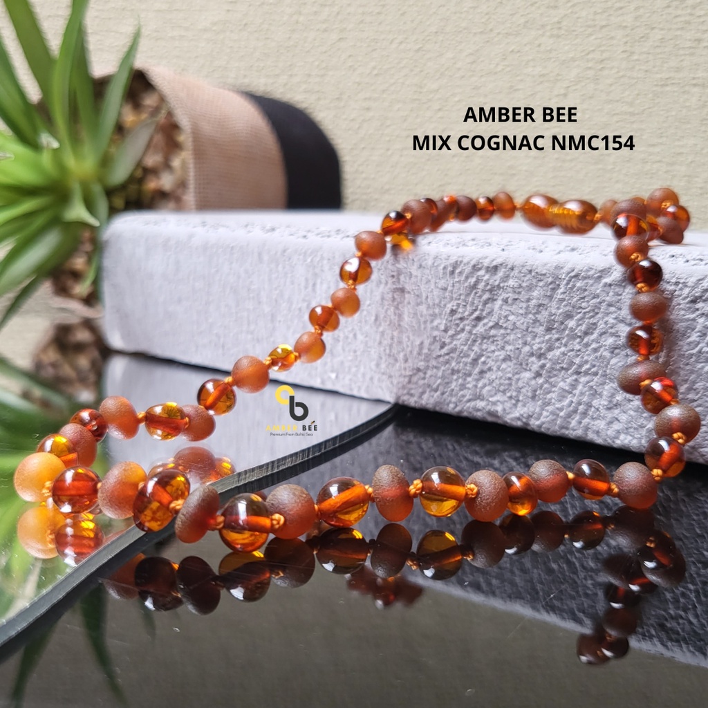 Kalung Amber Pereda Nyeri Tumbuh Gigi Bayi dan Anak Premium Mix Combine Cognac NGMC154 By Amber Bee