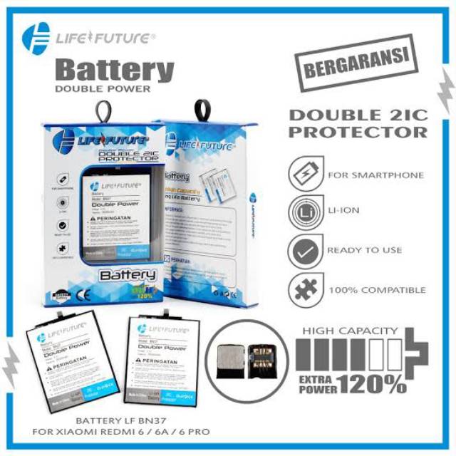 BATERAI  BATRE BN37  REDMI 6A REDMI 6  REDMI 6 PRIME DOBEL POWER LIFE FUTURE 3500mah
