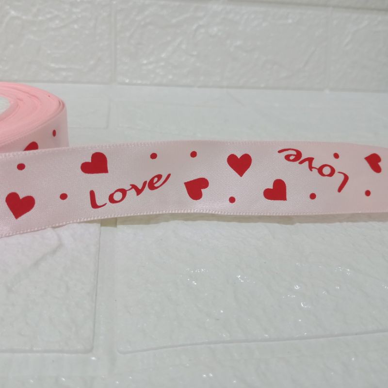 

1yard (90cm) Pita Satin Love 2,5cm/Pita Valentine/Pita Kado/Pita Hampers