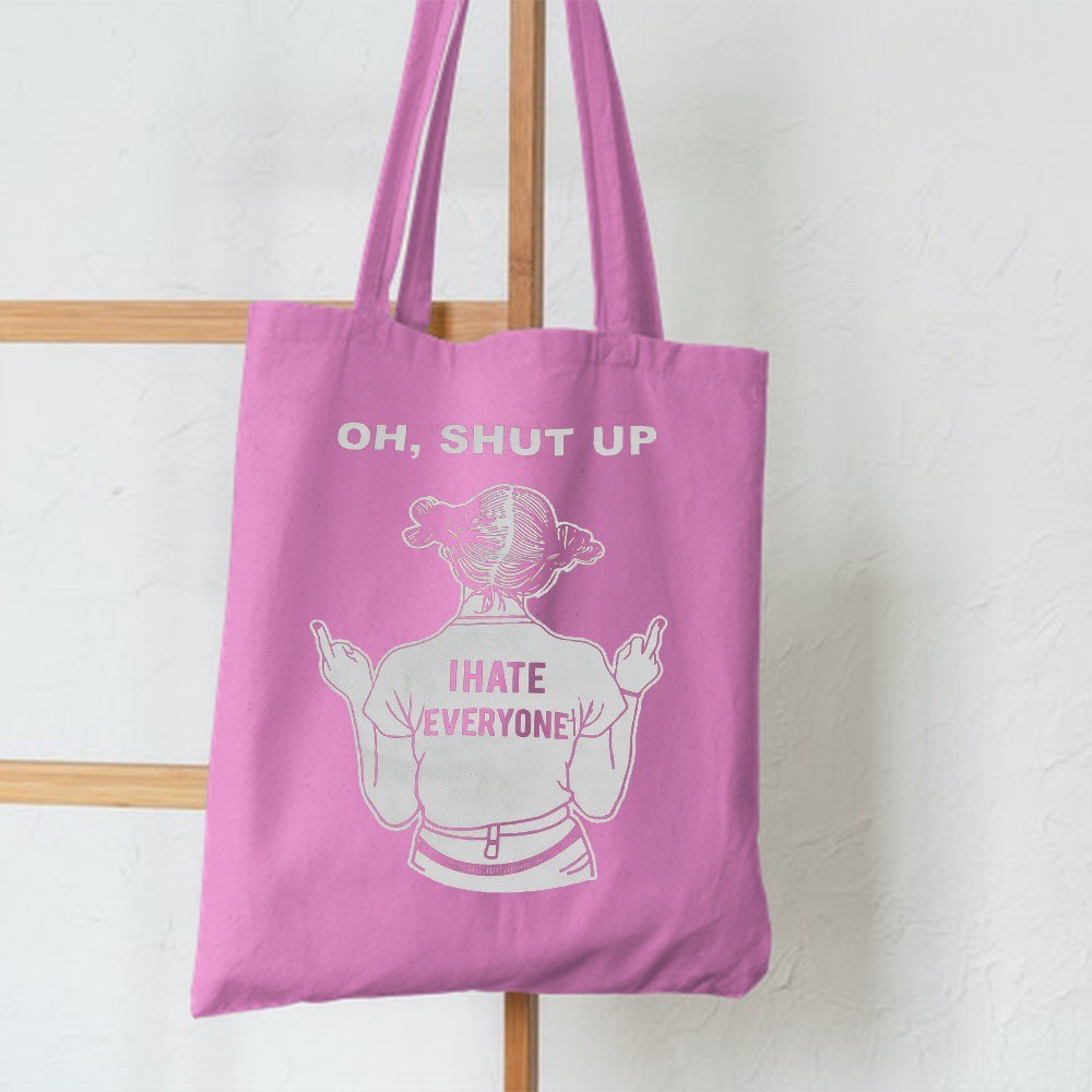 FLASH SALE 7.7 - [RESLETING] TOTEBAG TERBARU &quot;OH SHUT UP - I HATE EVERYONE&quot; BERBAHAN SEMI KANVAS | TOTEBAG KERJA/KULIAH/SEKOLAH | TOTEBAG HITAM | TOTEBAG CREAM | TOTEBAG NAVY | TOTEBAG MAROON | TOTEBAG KUNING | TOTEBAG PINK | TOTEBAG PRIA/W