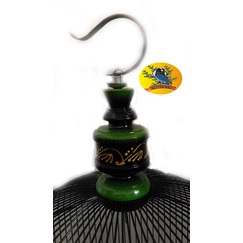 Gantungan Besi Plus Pion Kayu Motif Sangkar Burung