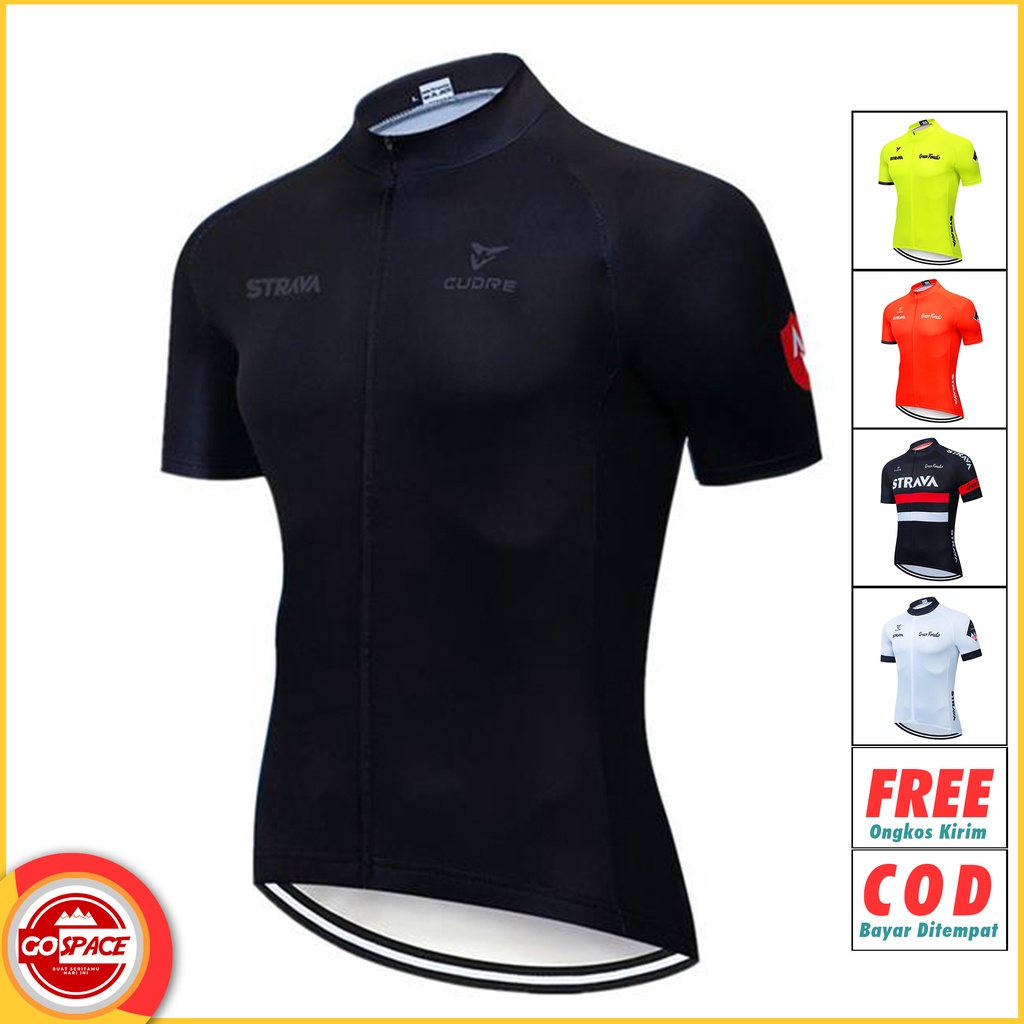 Jersey Sepeda Roadbike Strava BLACK Cycling RB Lengan Pendek Gowes PRIA WANITA