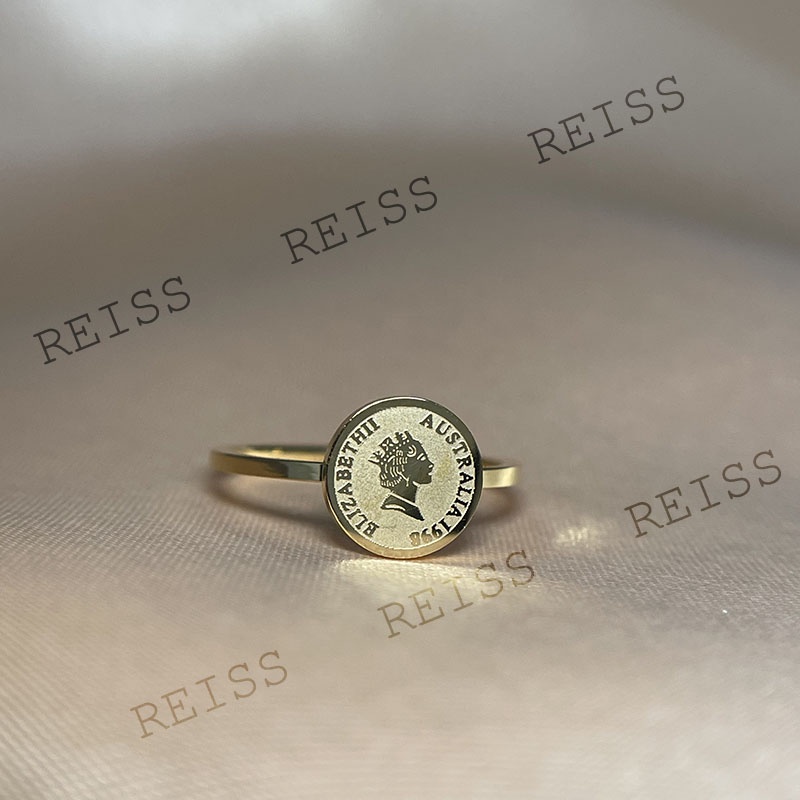 Cincin Set Titanium Wanita Anti Karat Fashion Korea Koin Bulat N30092100