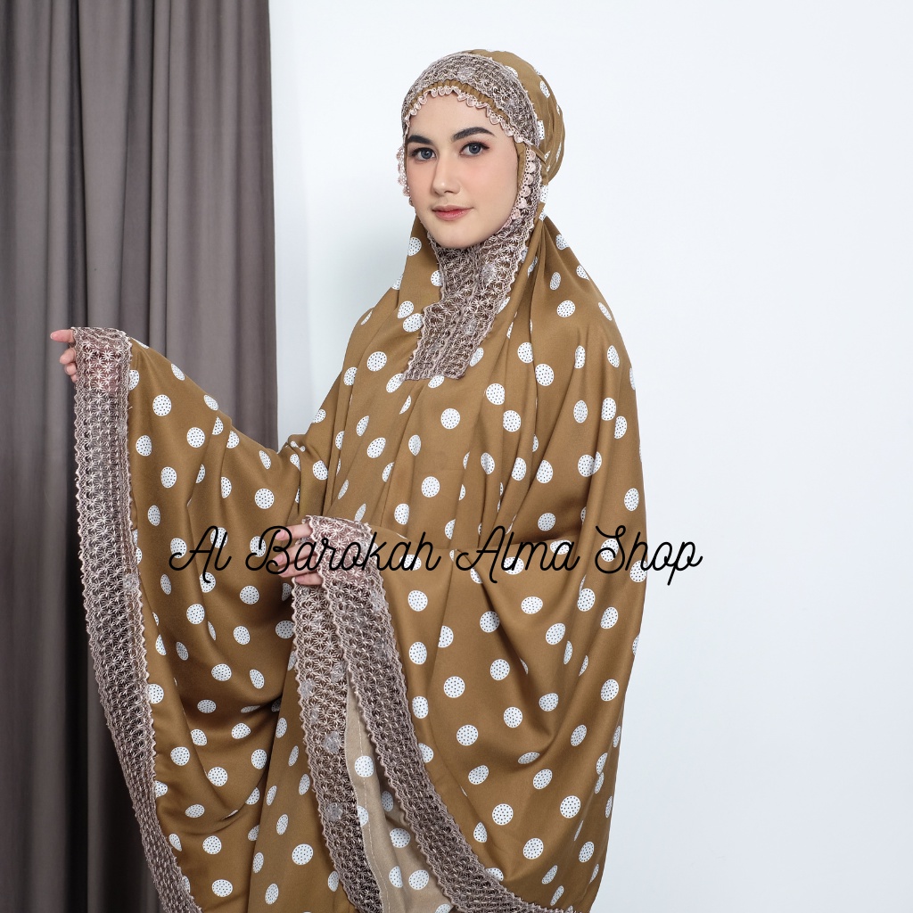 Mukena Dewasa Shakilla Printing Polkadot Jumbo Al Barokah Alma