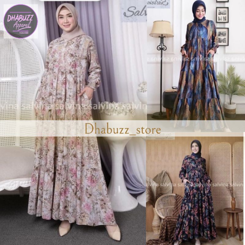 GAMIS DRESS WANITA MOTIF TERBARU SALVINA DAN BRAND LAIN