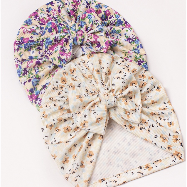 Caliloops Bandana Turban Topi Korea Bayi Motif Bunga Stretch Aisha