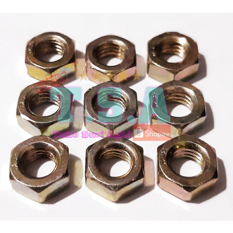 M8 Mur Kuning Nut Only Hex 8mm Kunci 12 Hexagon