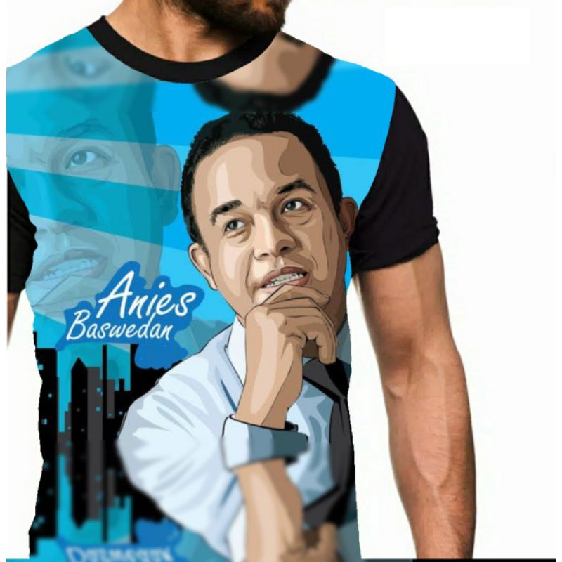 Kaos Anies Baswedan karakter tokoh anak cowok pria distro Bandung murah printing keren gaul