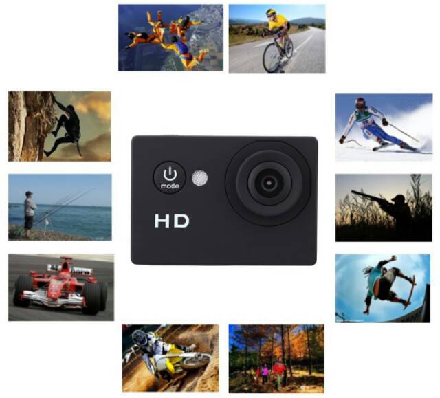 Action Camera A7 Sportcam/Helmet Waterproof 1080P Wide Angle Layar LCD