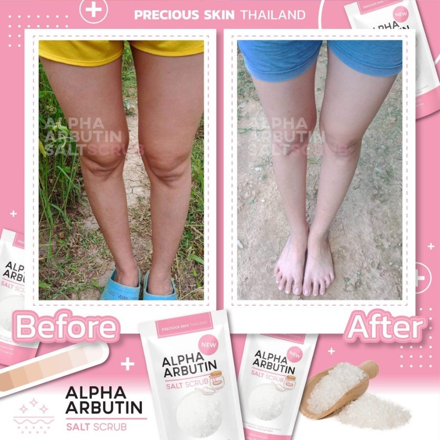 Alpha Arbutin Salt Scrub Whitening Body Shaower Lulur Pemutih Badan