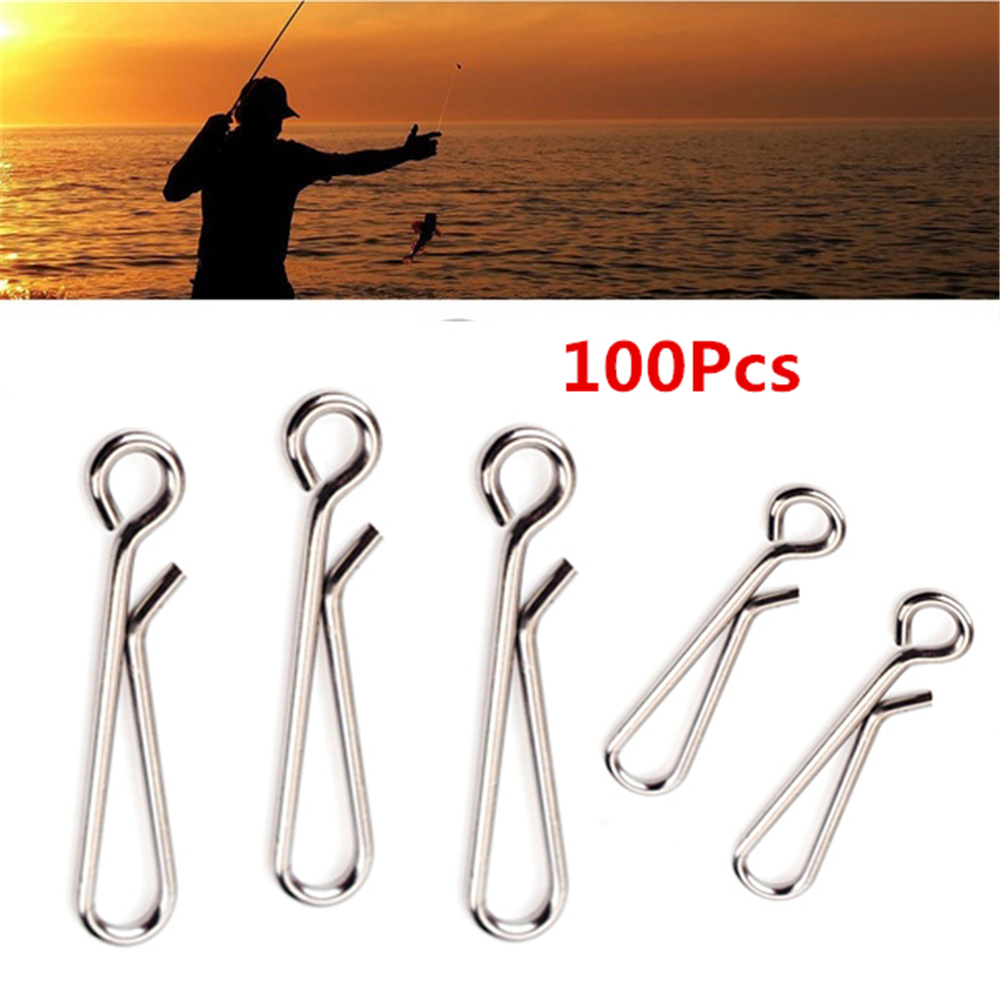 LANFY 100Pcs Connector Metal Snap Swivel Connecting Quick Hanging Barrel Swivels Useful Fishing Accessories Stainless Line Wire Tackle Tool