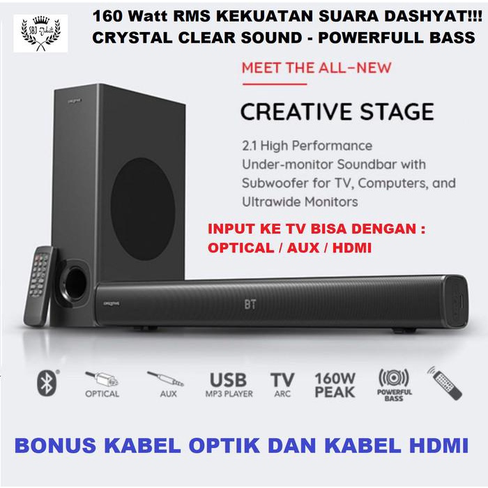Speak | Speaker Creative Stage 2.1 Soundbar Premium Sound Bluetooth 160 Watt