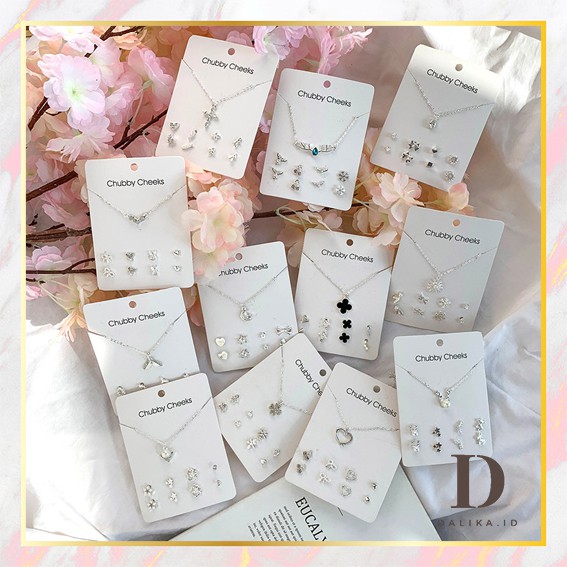 Set Kalung Anting 4 Set Fashion Wanita Anting Korea Aksesoris Murah Dalika