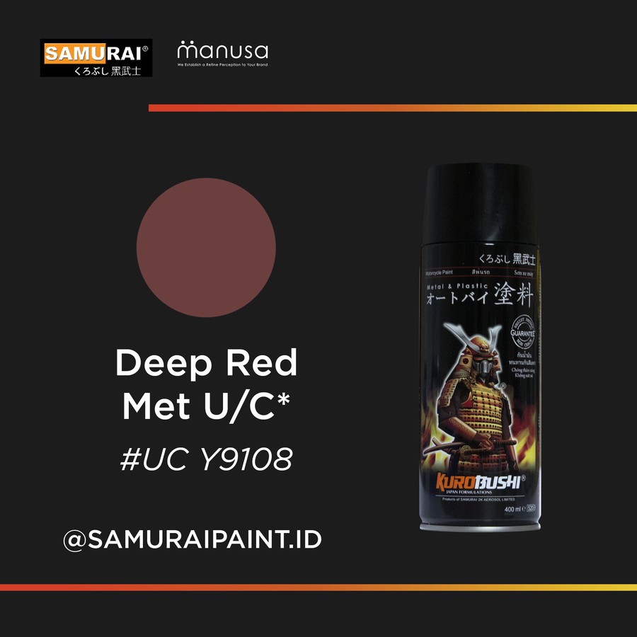 (UnderCoat) UCY9108 Deep Red Met - SAMURAI PAINT Cat semprot/Pilox