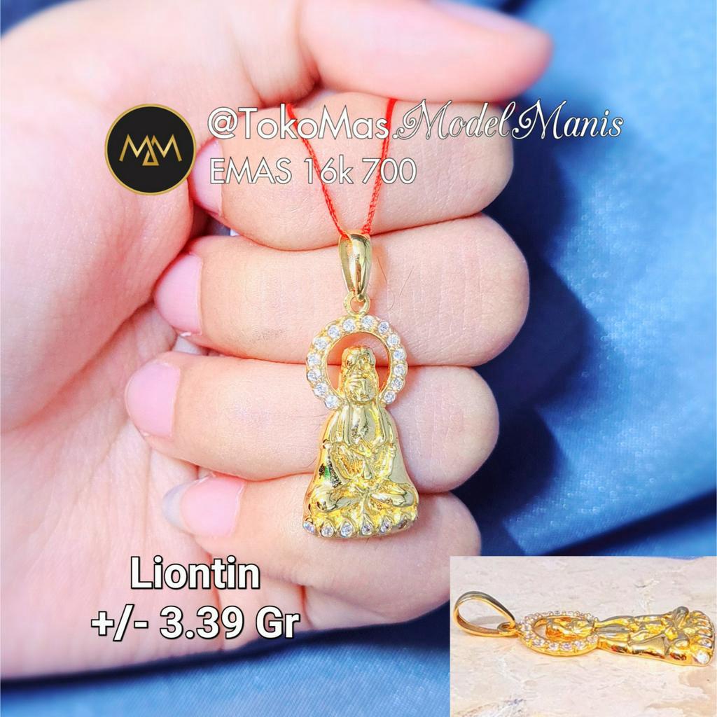 Liontin dewi kwan im emas kuning 700 kadar 16k