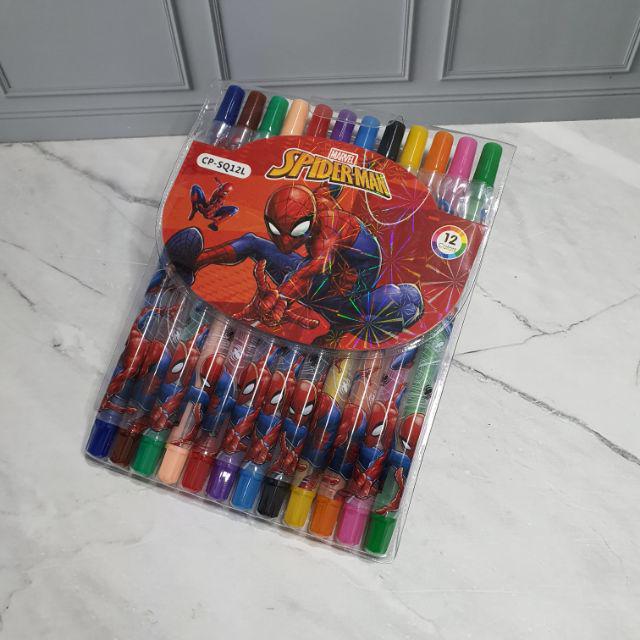 crayon putar panjang 12warna/krayon putar/rolling crayon/twist crayon/oil pastel-Spiderman
