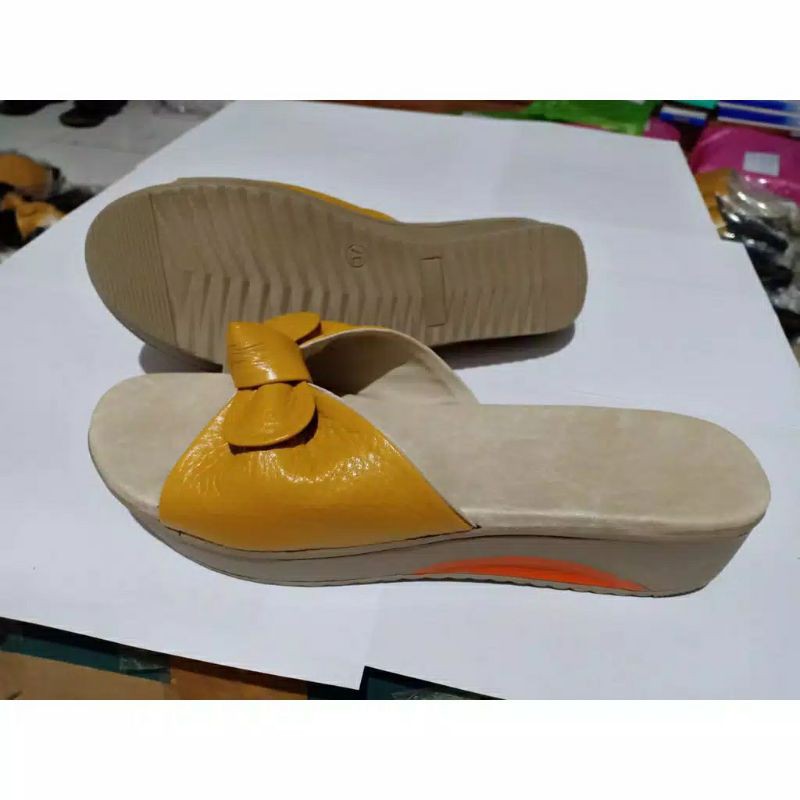 SANDAL WANITA WEDGES KULIT ASLI