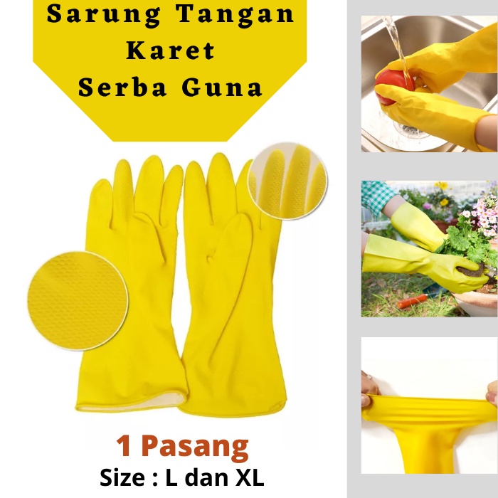 Sarung Tangan Karet Glove Latex Rubber Sarung Tangan Cuci Piring Berkebun Sarung Tangan Ibu Rumah Tangga