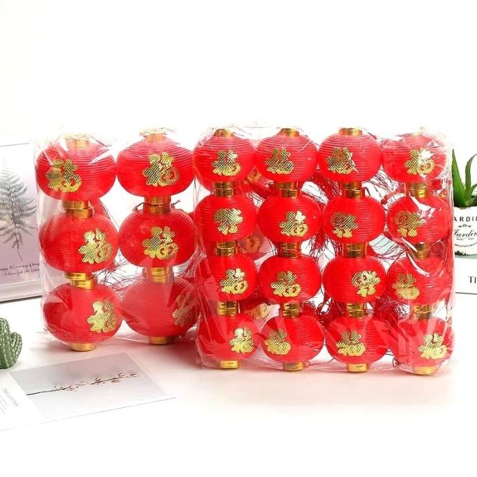 

[BISA COD] Lampion Hoki Fu Hoki Tenlung Bola Lampion Merah Hiasan Imlek -PER PACK