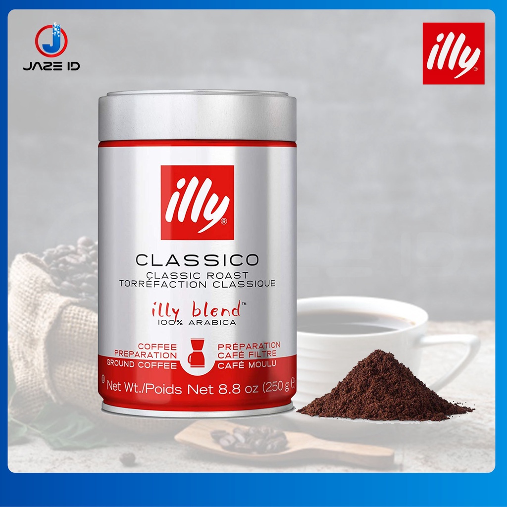 Coffe Illy Medium Roast Ground Espresso 250 gram Kopi Bubuk Roasted