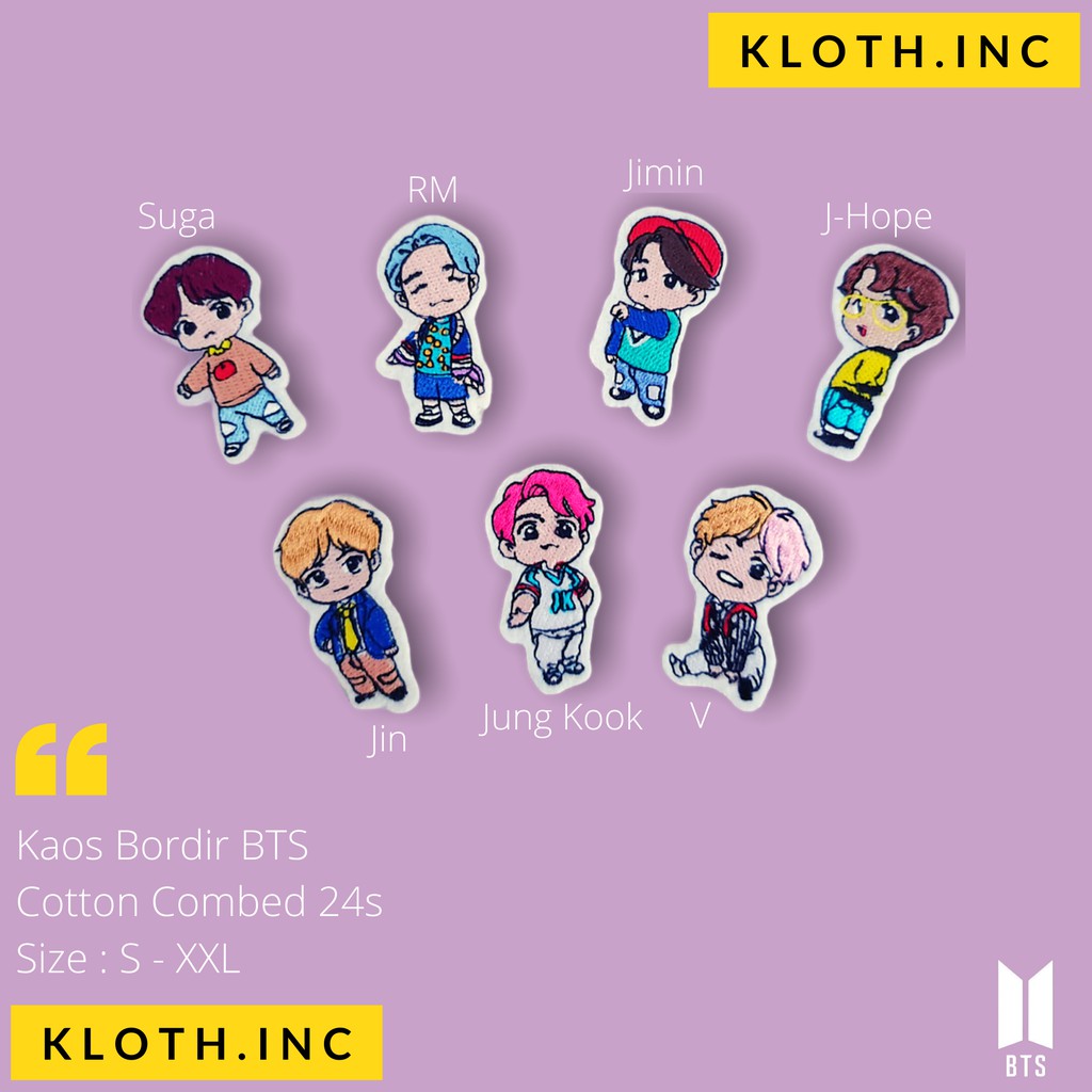 [COTTON 24S] Kaos BTS Tiny Tan Bordir Bisa Upgrade Lengan Panjang