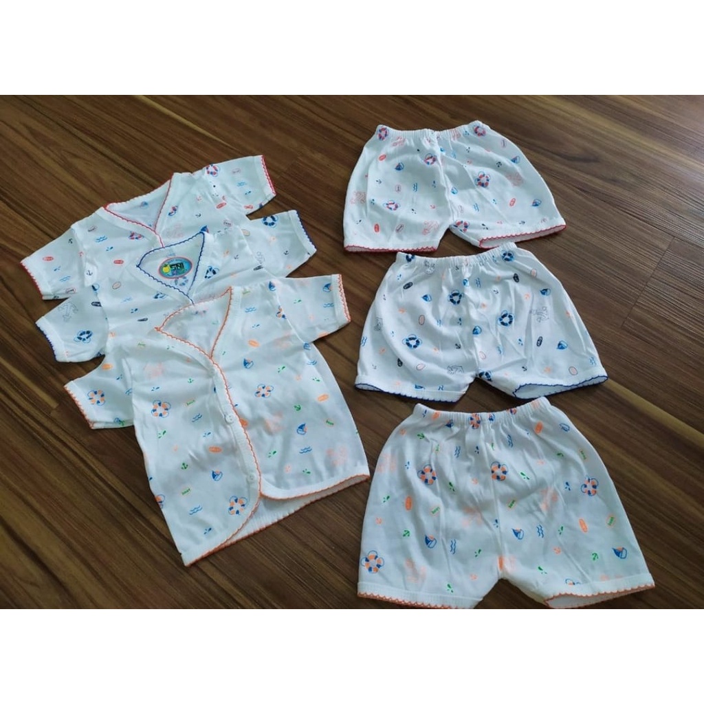 PROMO!! Setelan Baju Bayi Lengan Pendek Isi 6 Set Baju Bayi D5 Pendek