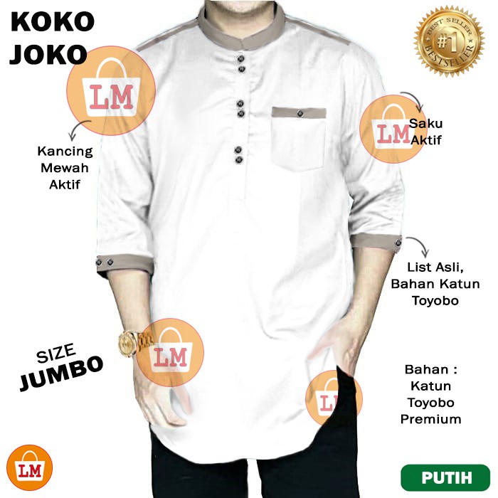 Baju Pria Muslim KOKO JOKO Bahan Katun Toyobo Premium Lengan Tanggung 3/4 TERBARU TERMURAH TERLARIS LMS 27050 27052 27054 27056