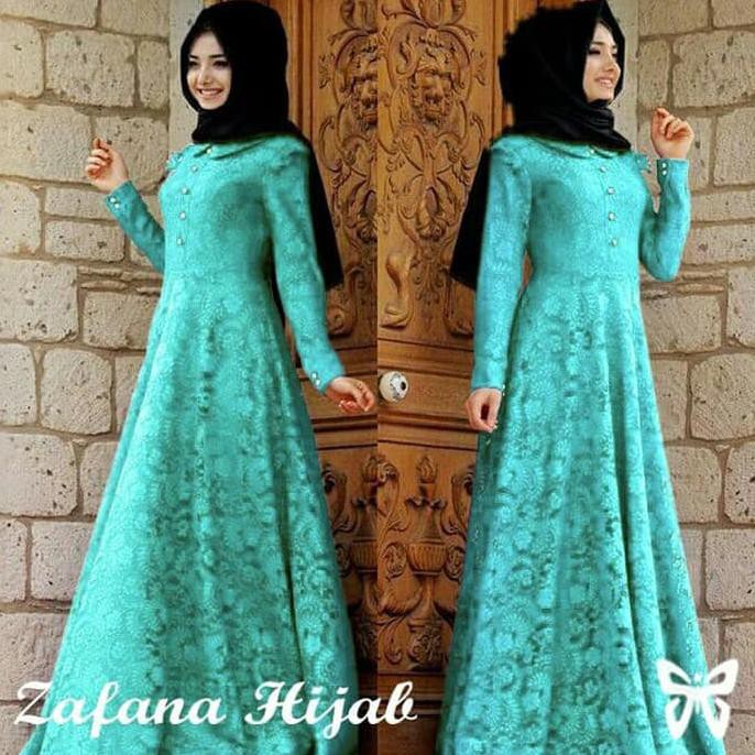 Hijab Maxi Zafana Brukat Tosca - Hijau Tosca