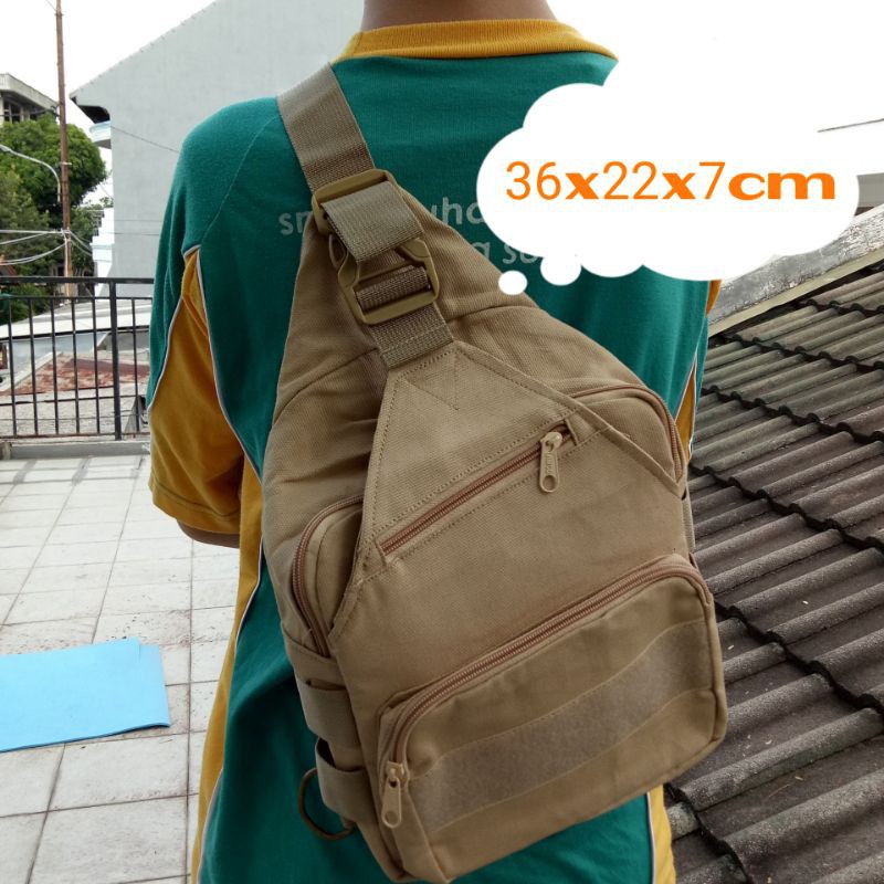 tas slingbag pria tas punggung tas dada bahan kanvas