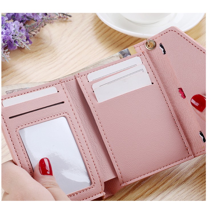 (8 WARNA) Dompet Lipat Cewek Fashion Korea Embroidery LOVE BORDIR Lomenia LOD039