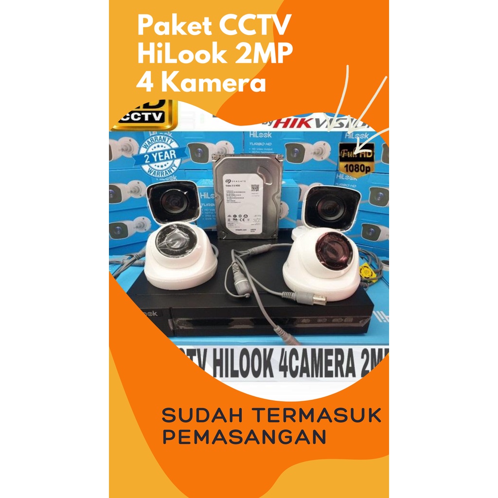 Paket Pemasangan  CCTV HiLook by Hikvision 2MP 4 Kamera