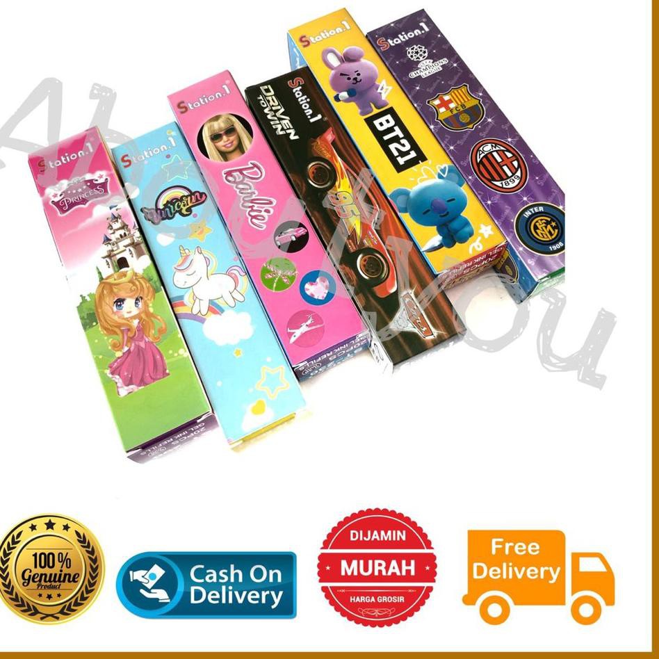 

CUCI GUDANG!!! Isi Ulang REFILL Pen Gel pulpen 20 pcs mix random karakter model unik