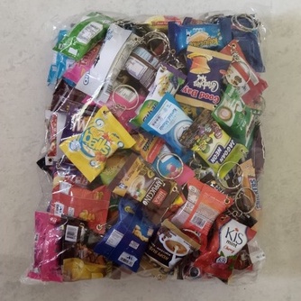 1 Paket Gantungan kunci Motif SNACK Isi 100 pcs 50 pcs 30 pcs / Souvenir Pernikahan Viral Kekinian Murah