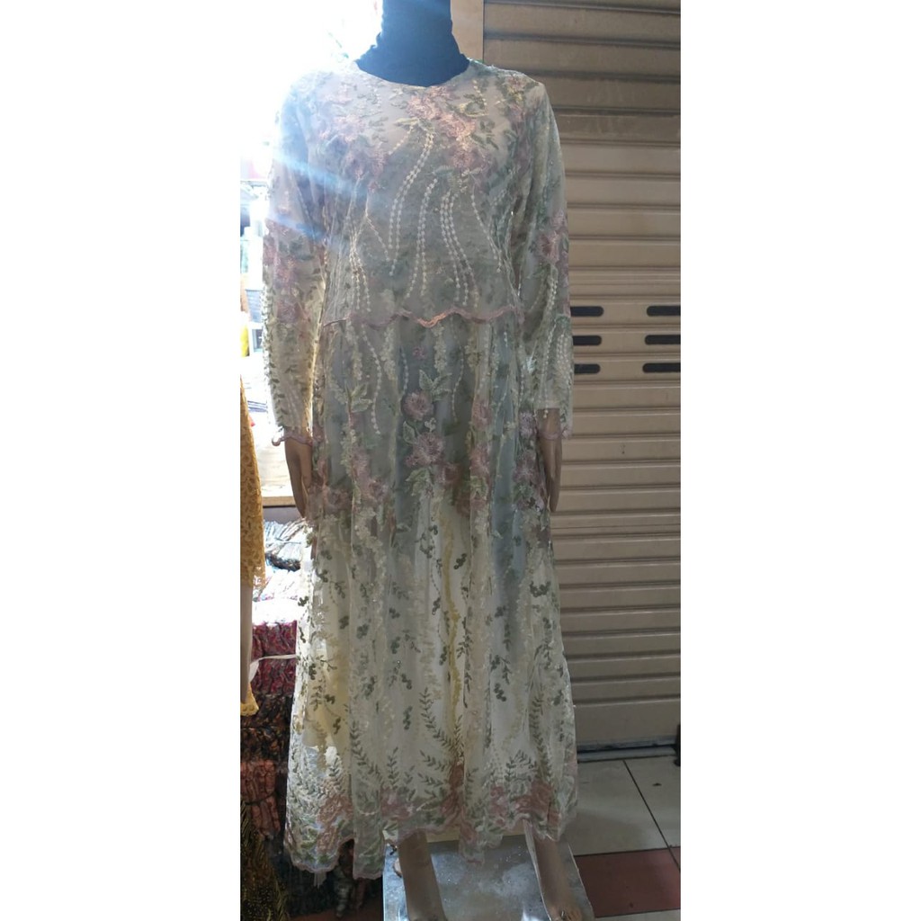 GAMIS TULLE MUTIARA BORDIR WARNA / GAMIS TULLE BORDIR GLITER