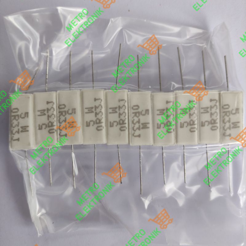 10pcs resistor kapur 0,33 ohm 5w