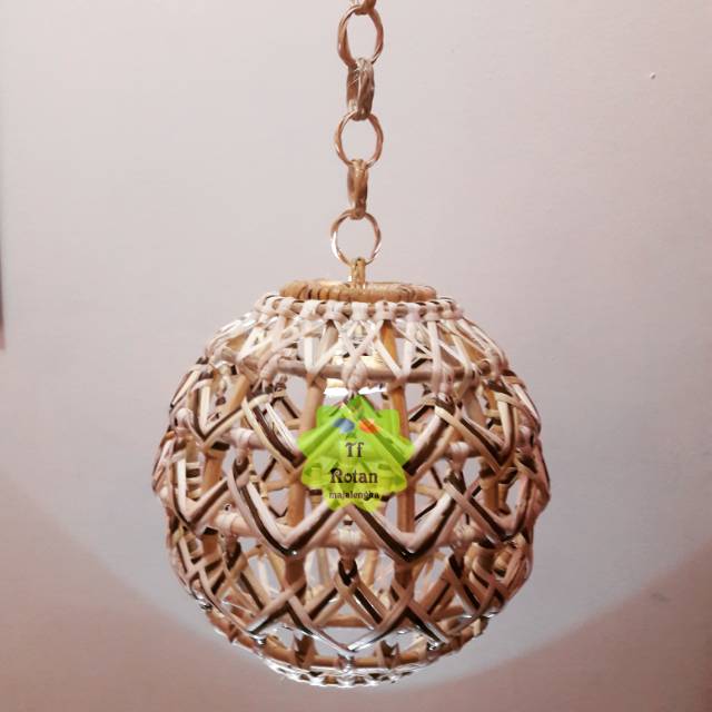 Lampu gantung rotan bulat/kap lampu hias