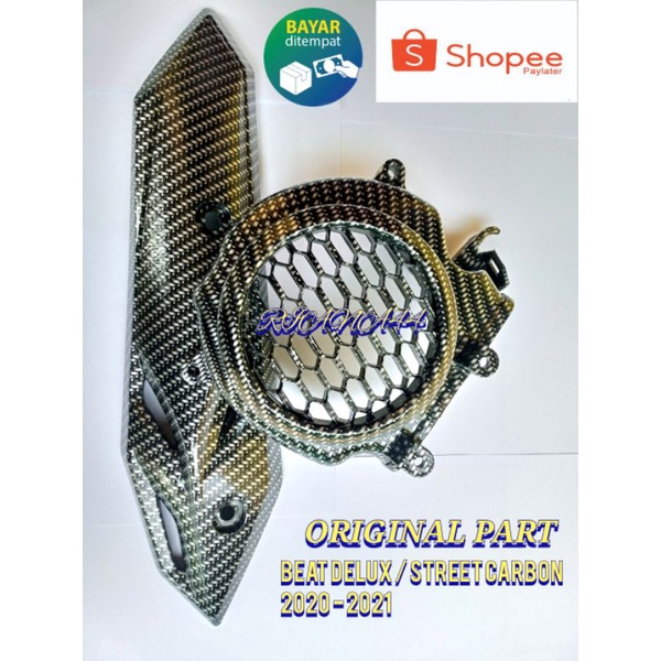 Tutup Kipas honda beat delux Carbon + Tutup Knalpot Carbon Honda Beat Deluxe- Beat Street 2020-2021