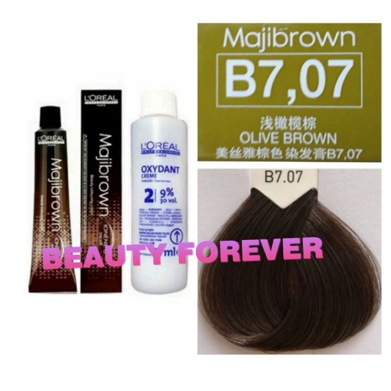 LOREAL MAJIBROWN NO. B7.07 OLIVE BROWN & OXYDANT 75ML