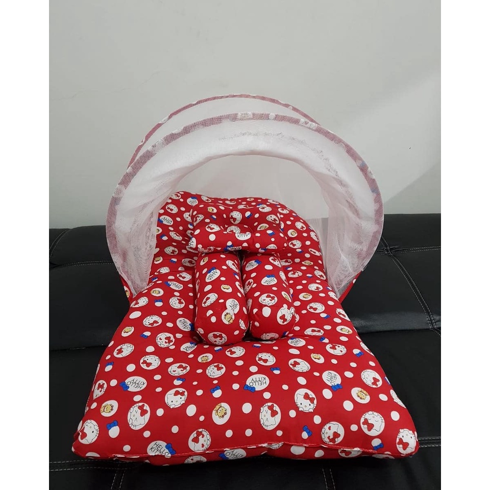 Kasur Bayi Kelambu Baby Bess - Kasur Kelambu Bayi Lipat 1 Set Lengkap Dengan Bantal Dan Guling - Kasur Bayi Motif Karakter Ukuran 85x60 Cm