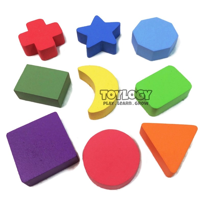 Mainan Edukasi Anak Puzzle Kayu Chunky Shape Bentuk Geometri Wooden